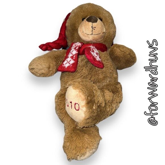 2010 Plush Brown Teddy Bear with Hat & Scarf - Picture 8 of 10